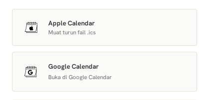 Panel Simpan ke kalendar seperti yang tetamu lihat di dalam kad.