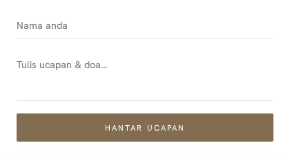 Panel Ruangan ucapan seperti yang tetamu lihat di dalam kad.
